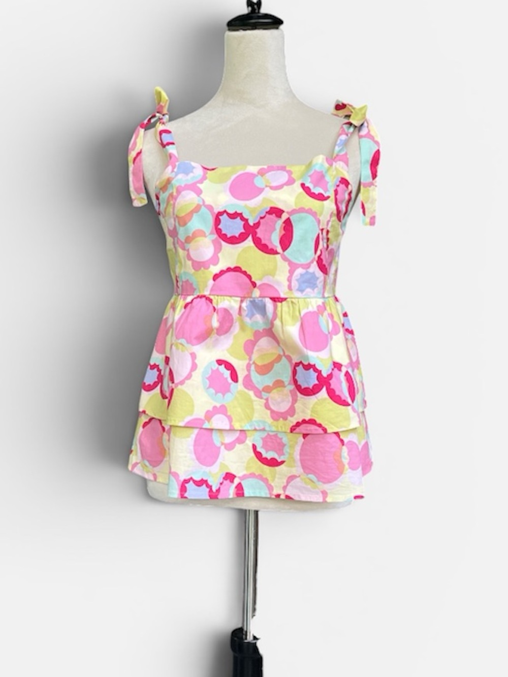 THML Flower Swing Tie Sleeve Cotton Poplin Top Size Small